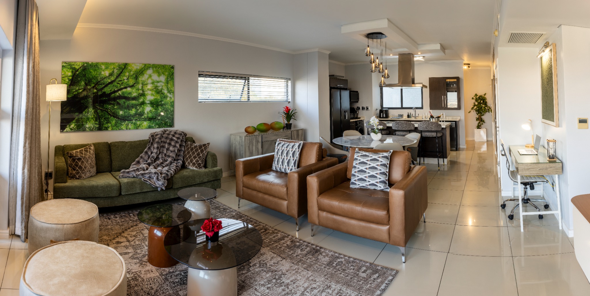 Open-plan apartment lounge